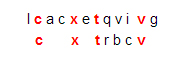 another alignment of c x t v in the two sequences
